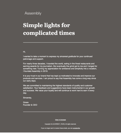 Thank you personalized email template preview