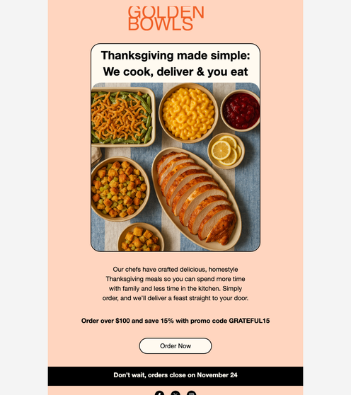 Thanksgiving Offer email template preview