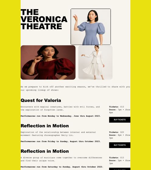 Event Lineup email template preview