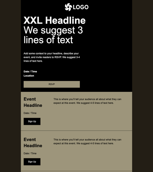 Event Agenda Dark email template preview