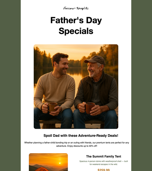 Fathers Day Specials email template preview