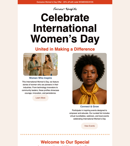 International Womens Day email template preview